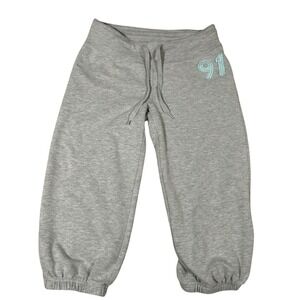 Vintage Y2K Capri‎ Sweatpants Womens Small Gray Drawstring Lounge Athleisure